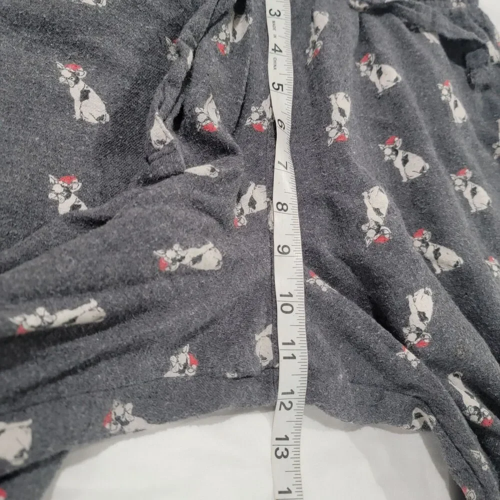 Old Navy Womens Flannel‎ Pajama Pants Size Small Dog Print Santa Frenchie Lounge